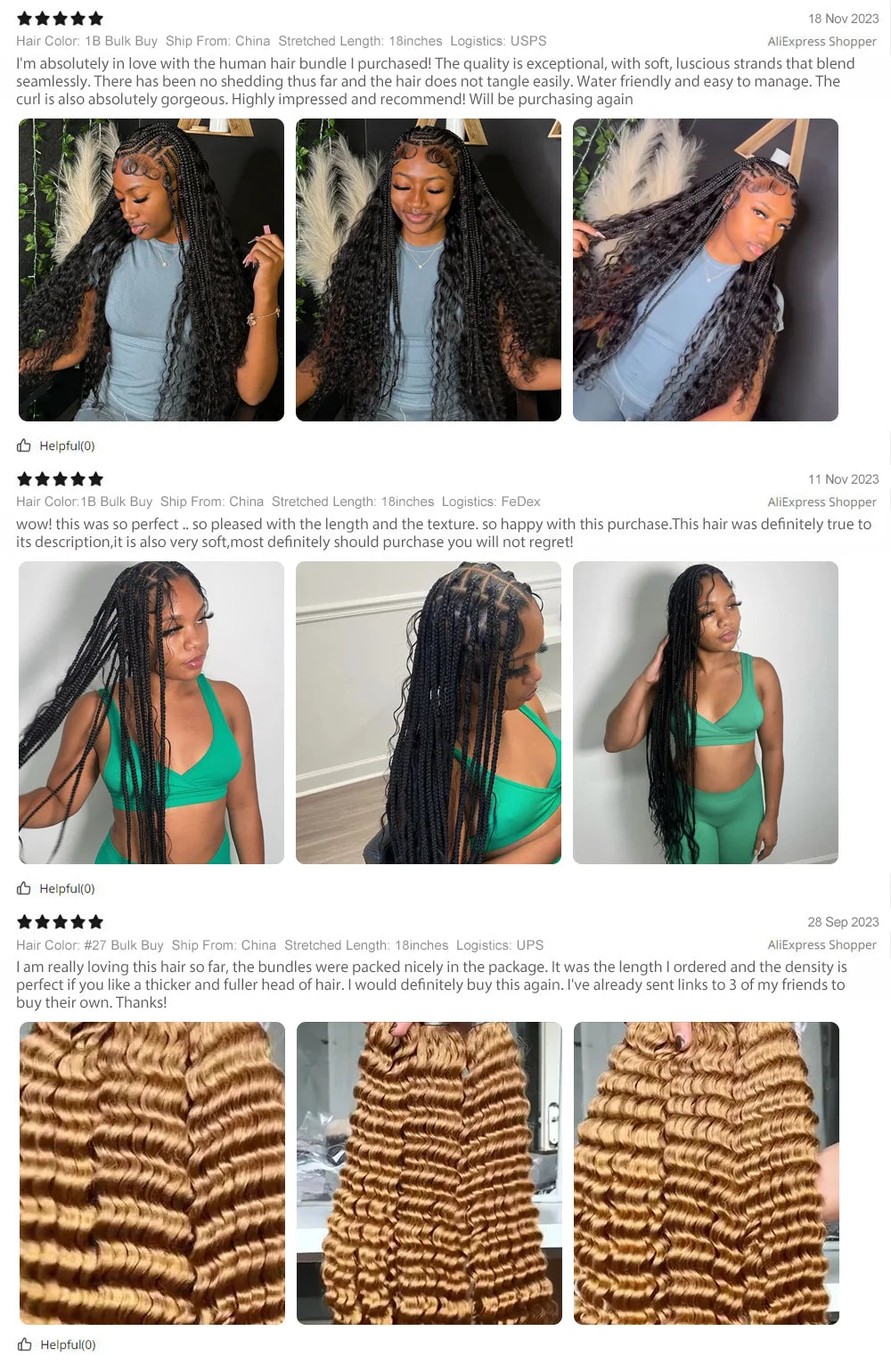 Brown Colored Human Braiding Hair 2 Bundles/Pack 100g 18 Inch Deep Wave Curly Bulk 100% Human Hair for Braiding No Weft 10A