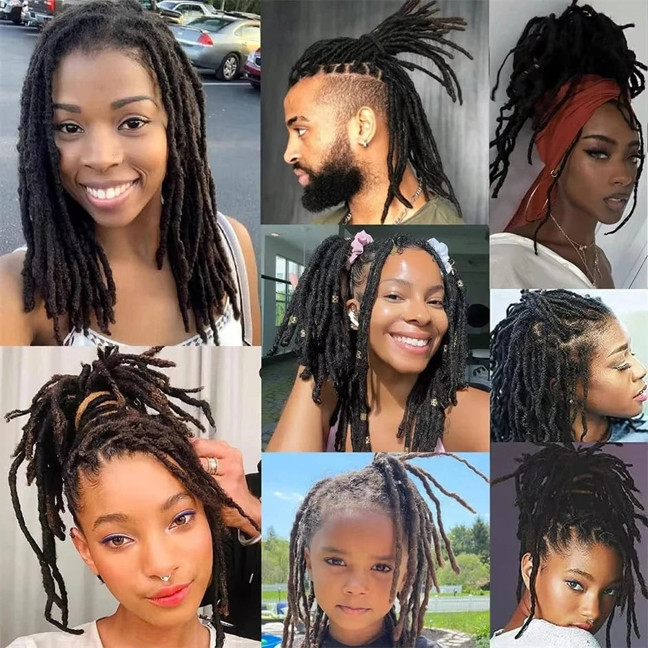 0.6cm Width 4-8 Inches 10 Strands Loc Extensions Human Hair 100% Full Handmade Permanent Dreadlock Extensions for Women Men