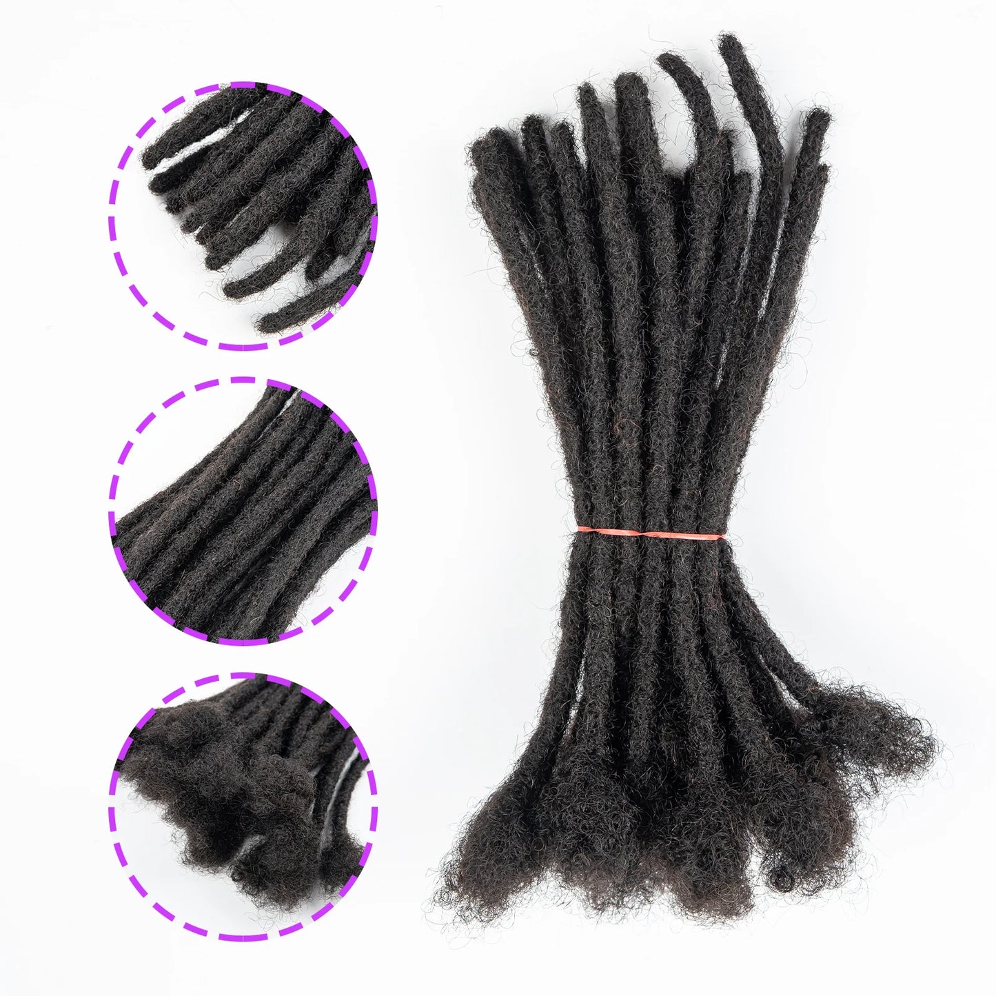 0.6cm Width 4-8 Inches 10 Strands Loc Extensions Human Hair 100% Full Handmade Permanent Dreadlock Extensions for Women Men