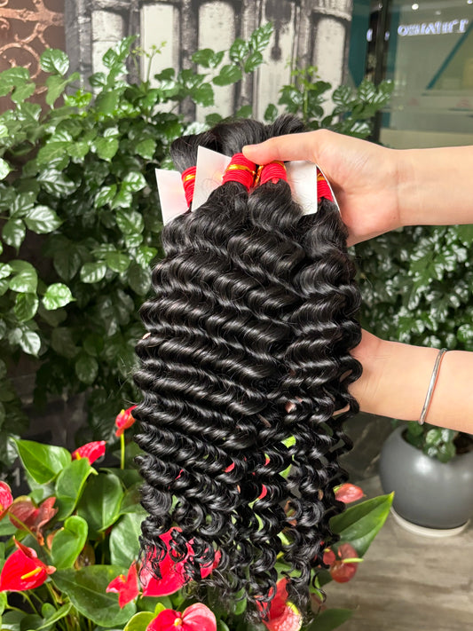V Beauty Human Hair Braiding Hair Bundles for Boho Braids No Weft Human Hair Bulk 200g Wet and Wavy Hair Extensions